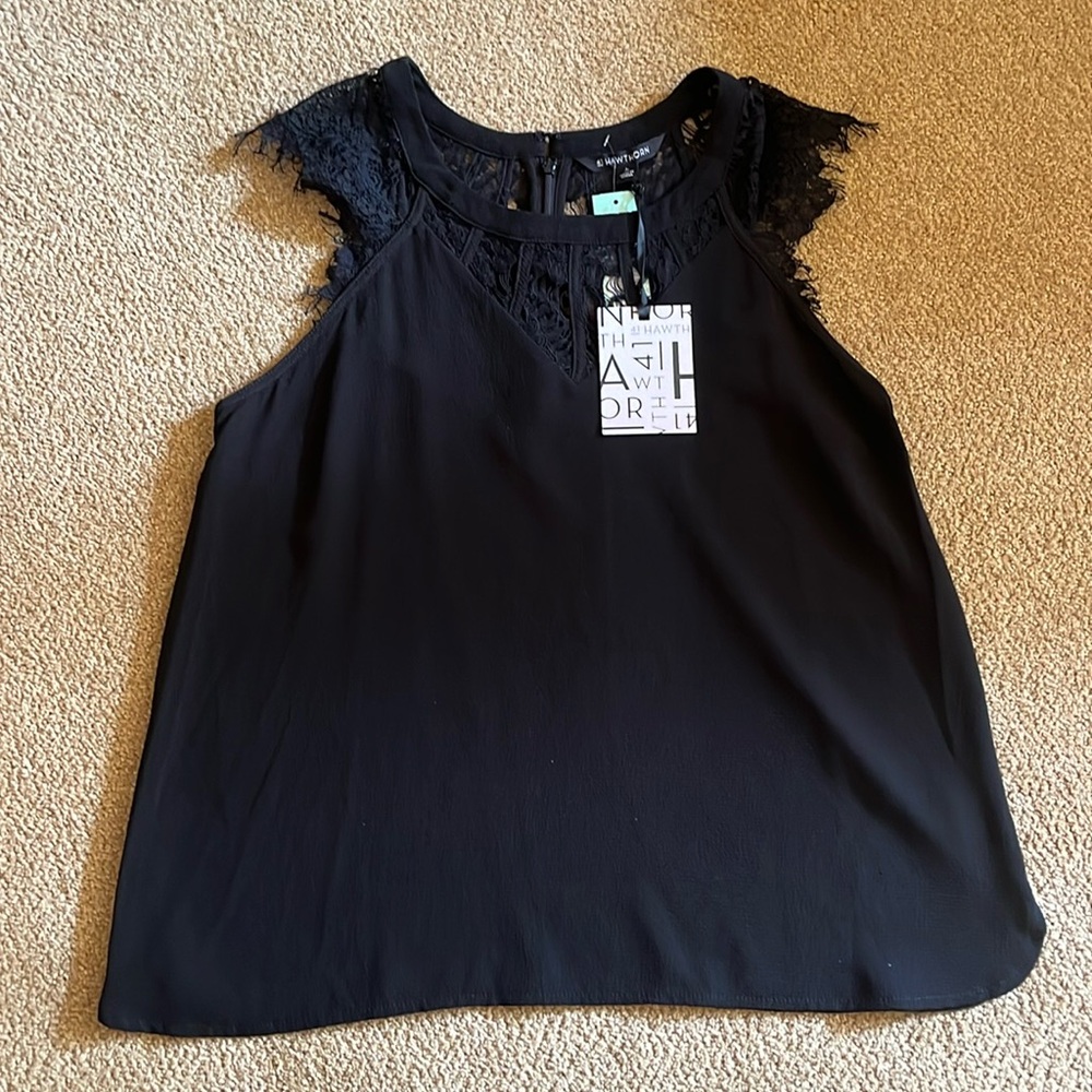 Black 41 Hawthorn Jarred Lace Detail Cap-Sleeve Blouse